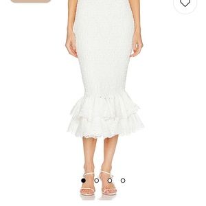 Charo Ruiz Ibiza Liliana Midi Skirt in White Fruition (skirt only)